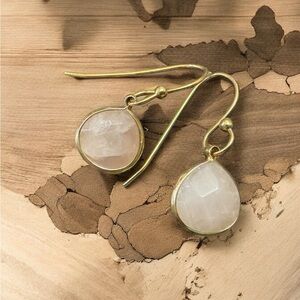 Pink Imitation Quartz Drop Earrings